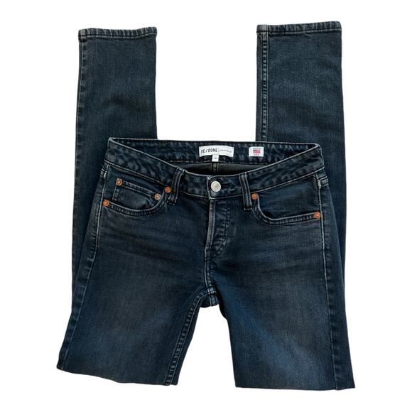 Re/Done Jeans Womens 26 Skinny Button Fly Low-Rise Worn Black Cotton Blend USA - Picture 13 of 13